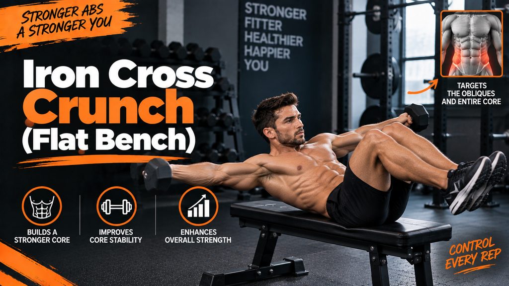 Iron Cross Crunch (Flat Bench)